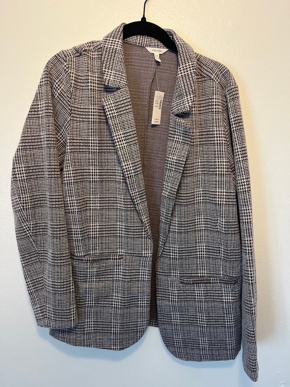 NWT Maurices Womens Blazer Plaid Large Long Sleeve